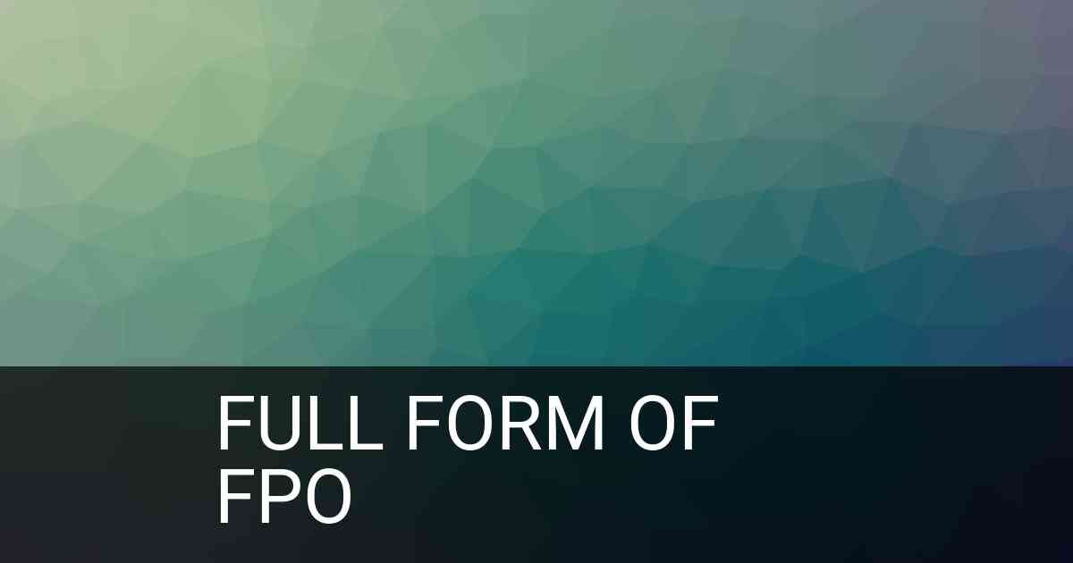 Full Form of FPO in Business