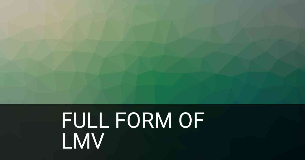 Full Form of LMV in Driving